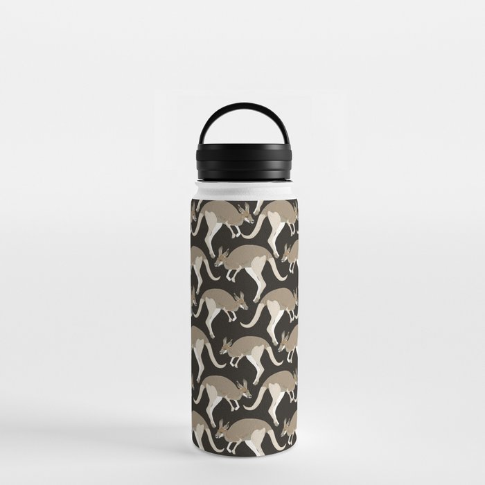 Kangaroo on dark, black background Water Bottle