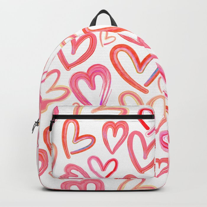Preppy Room Decor Lots of Love Hearts Collage on White Backpack