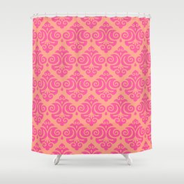 Victorian Gothic Pattern 539 Pink and Orange Shower Curtain