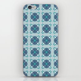 Mandala Tile Pattern - Blue and Mint iPhone Skin