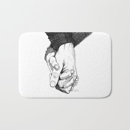 I Want To Hold Your Hand Bath Mat | Realistic, Ink, Ink Pen, Lovers, Black and White, Love, Holdinghands, Hands, Crosshatch, Black 