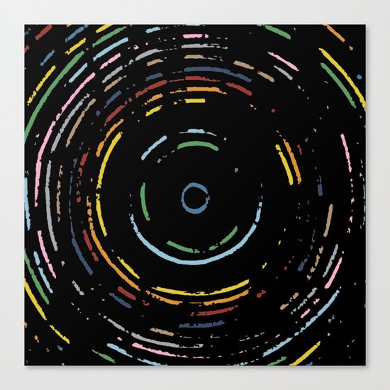 Rainbow Record on Black Closeup Canvas Print