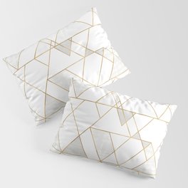 Mod Triangles Gold and white Pillow Sham