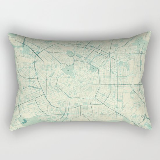 Milan Map Blue Vintage Rectangular Pillow
