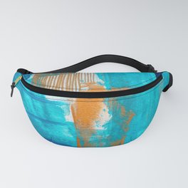 Abstract art, cobalt blue, gold, turquoise Fanny Pack
