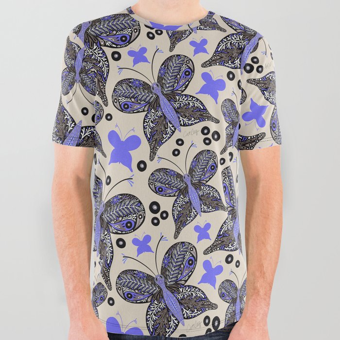 Butterfly Intricacies – Indigo All Over Graphic Tee