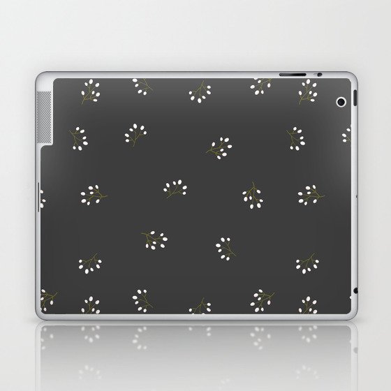 Rowan Branches Seamless Pattern on Dark Grey Background Laptop & iPad Skin