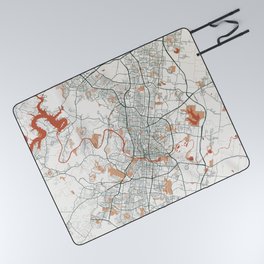 Austin City Map of Texas, USA - Bohemian Picnic Blanket