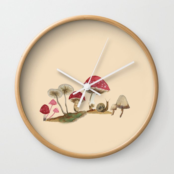 Woodland Mushrooms Wall Clock