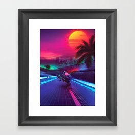 Synthwave Midnight Outrun Framed Art Print