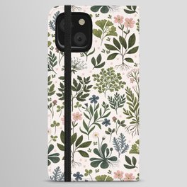 Herbarium ~ vintage inspired botanical art print ~ white iPhone Wallet Case