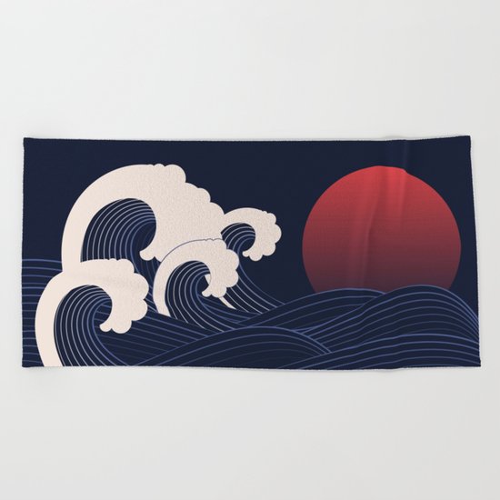 Japanese Sunset Beach Towel