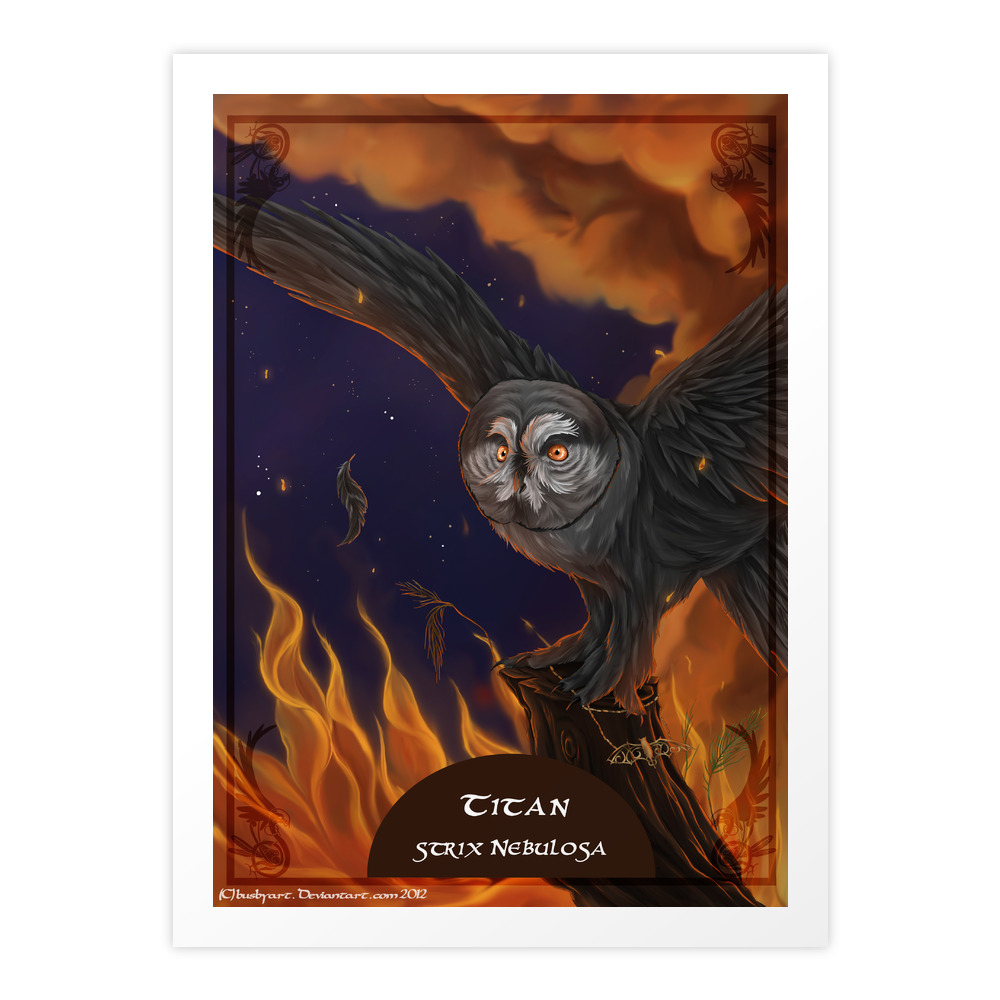 Solar Owls Titan Art Print by devonbusby