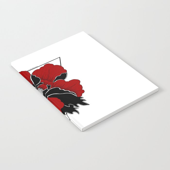 Graphic Black and Red Peony Notebook