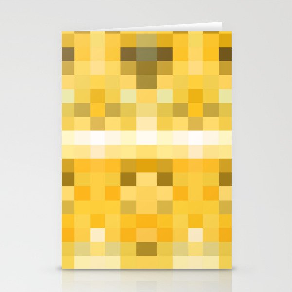 geometric symmetry pixel square pattern abstract background in yellow brown Stationery Cards