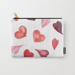 watercolor love pattern with hearts Carry-All Pouch | Love, Digital, Hearts, Watetrcolor, Pattern, Valentino, Pink, Watercolor, Painting, Illustration 