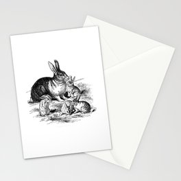 Black And White Vintage Easter Bunny Family Drawing Stationery Card
