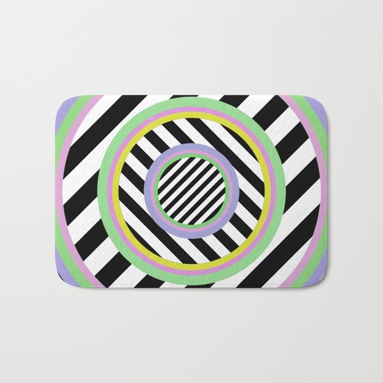 Circles, stripes and pastel colours Bath Mat