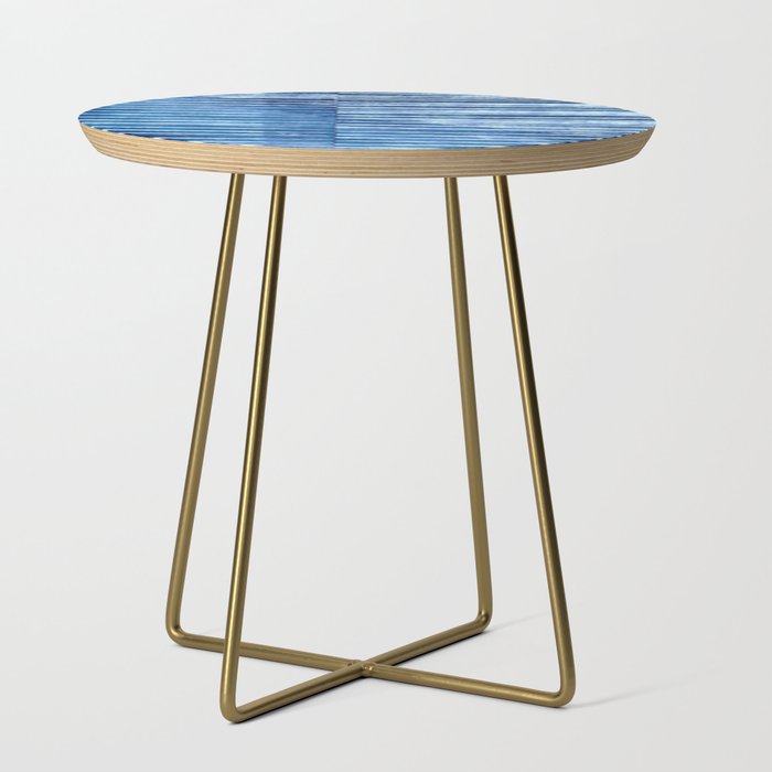 Modern Pinstripe 1 - Blazing Blue Side Table