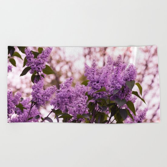 Purple lilacs Beach Towel