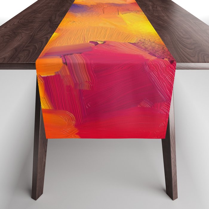 Abstract colorful oil painting on canvas texture Table Runner