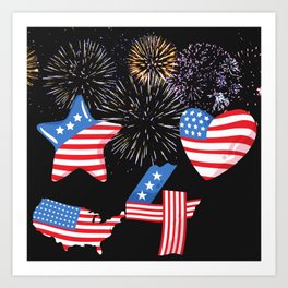 Fourtth of July with Flags Art Print