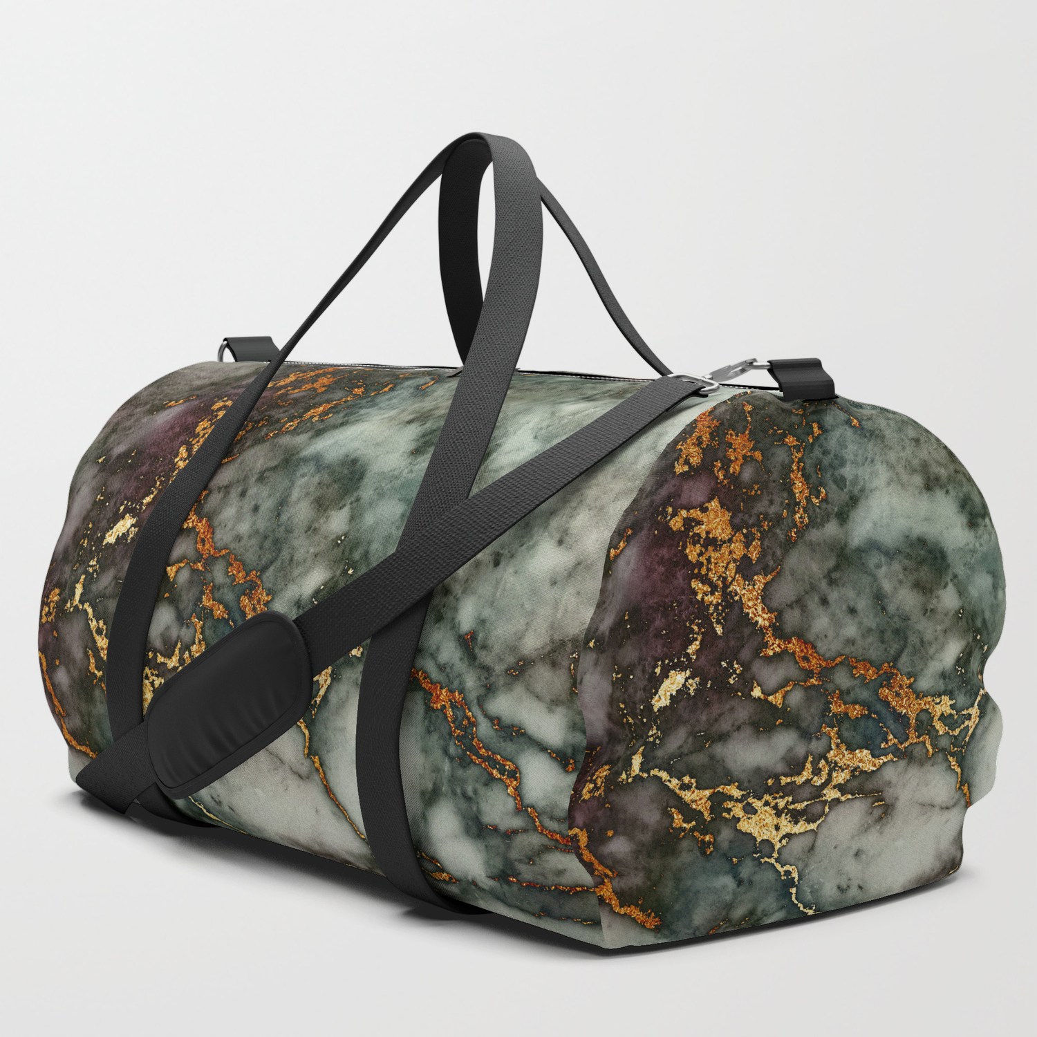 metallic duffle bag