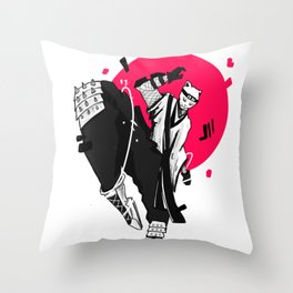 Samurai cat Throw Pillow