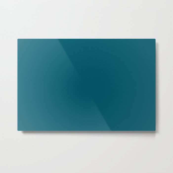 Dark Aqua Blue Green Solid Color Trending Shade Pairs Sherwin Williams Oceanside SW 6496 Metal Print