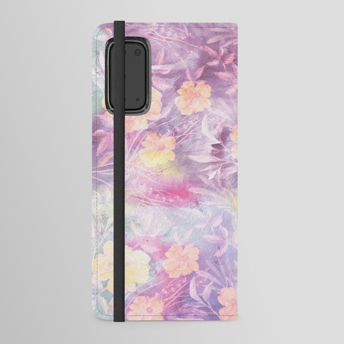 Modern Abstract Pink Lilac Yellow Watercolor Floral Android Wallet Case