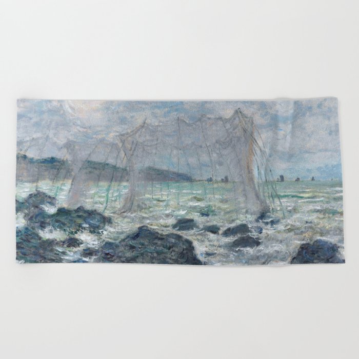 Fishing Nets at Pourville by Claude Monet Beach Towel