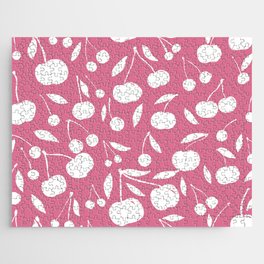 Cherries pattern - pink Jigsaw Puzzle