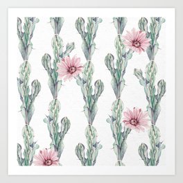 Cactus Rose Climbing on White Art Print