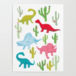 Dinosaurs and Cacti Poster