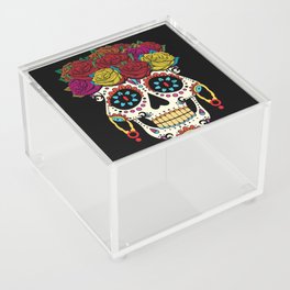 Halloween Flower Sugar Skull Muertos Day Of Dead Acrylic Box