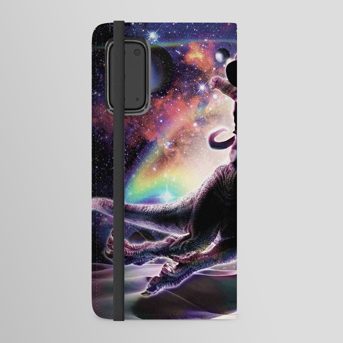 Galaxy Cat On Dinosaur Unicorn In Space Android Wallet Case
