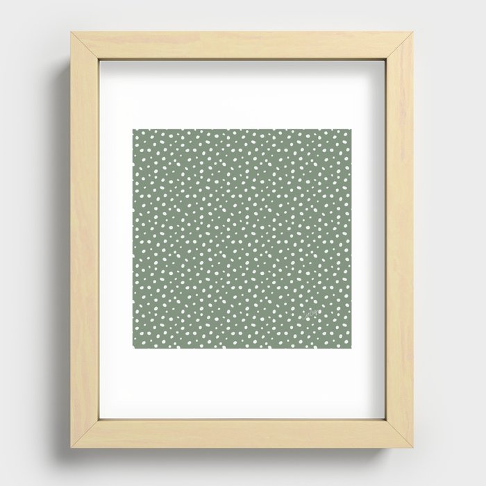 Hand-Drawn Dots – Sage Recessed Framed Print