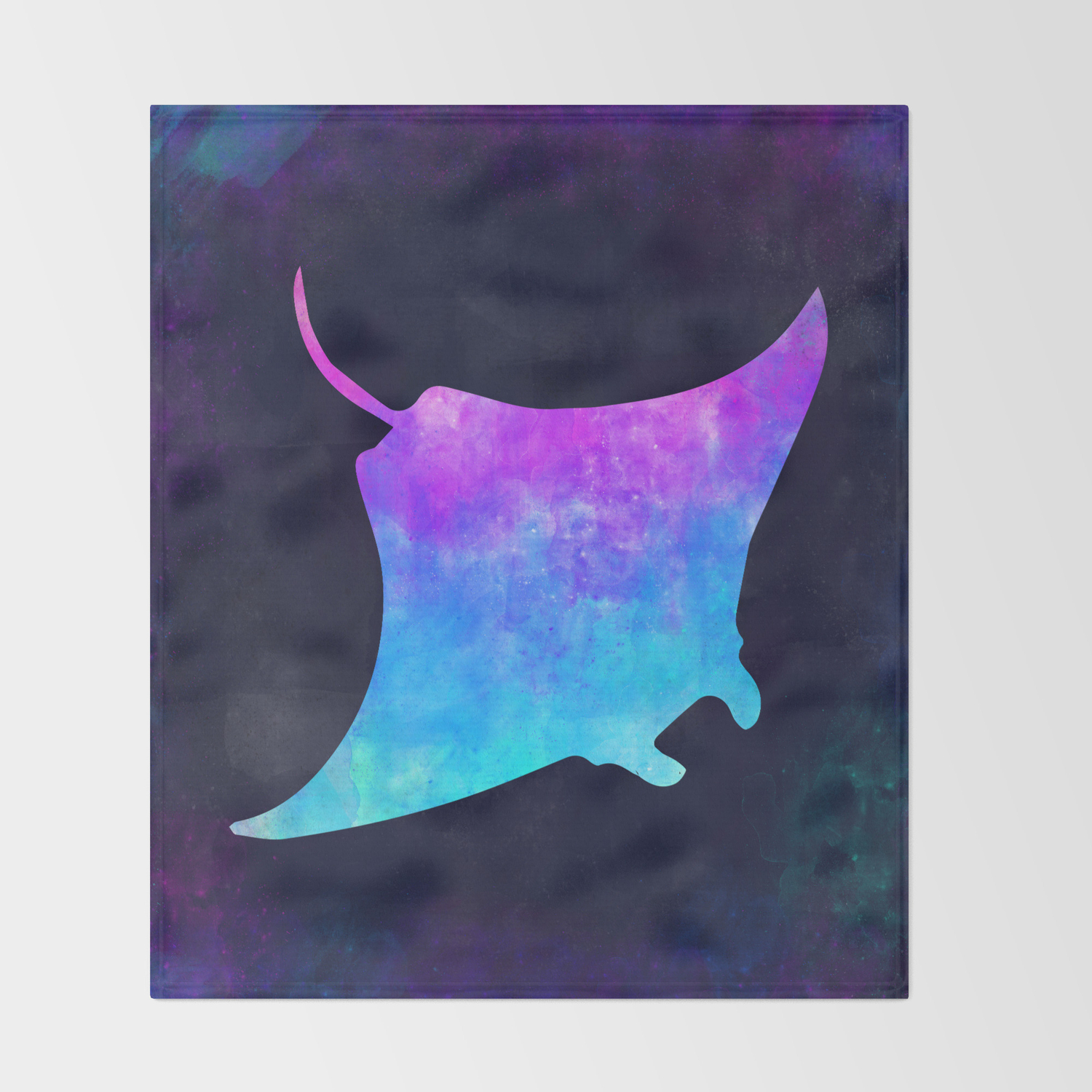 Manta Ray In Space Animal Graphic Art Watercolor Canvas