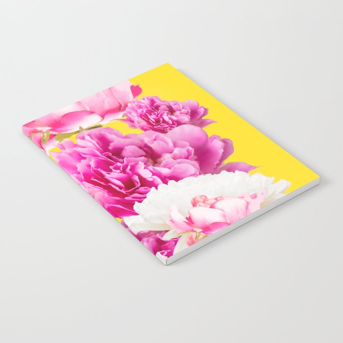 Beauties of nature - large pink flowers on a yellow background #decor #society6 #buyart Notebook