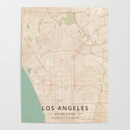 Los Angeles, United States - Vintage Map Poster