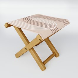 Geometric Lines Rainbow Abstract 3 in Beige and Terracotta Folding Stool