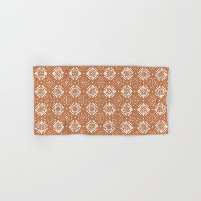 Bohemian Sun Print - terracotta aruba, sun, sunshine, tile, boho, clay, brown, happy, decor Hand & Bath Towel