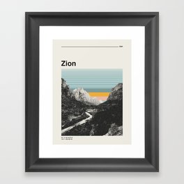 Retro Travel Poster, Zion National Park Collage Framed Art Print