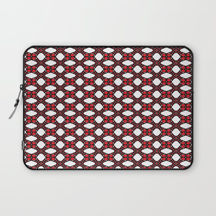 Modern Red White Square Pattern Laptop Sleeve