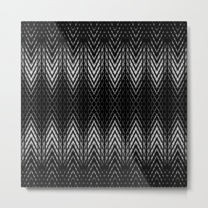 Op-Art Black and White Tribal Arrowhead Pattern Metal Print