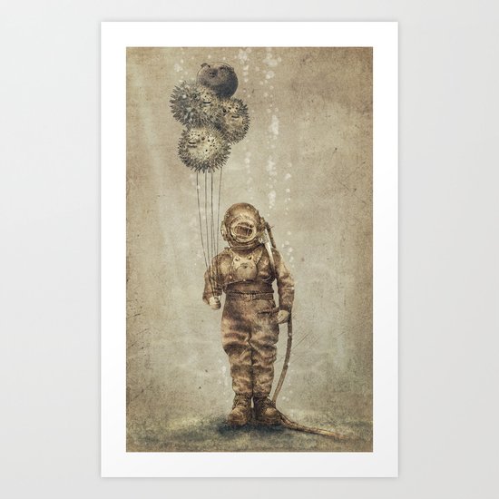Balloon Fish (Sepia) Art Print