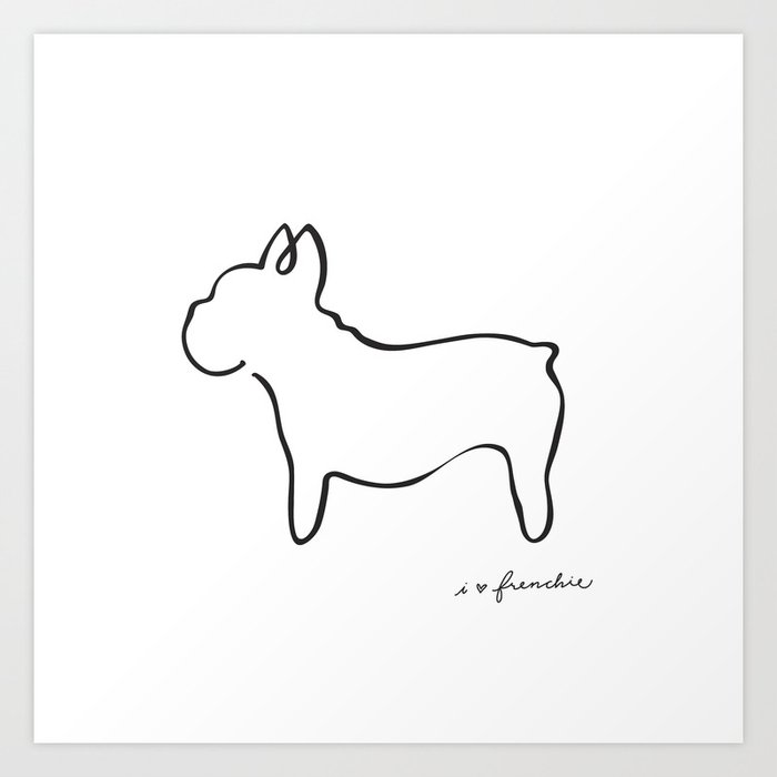 Abstract Frenchie, French Bulldog Dog Line Drawing Art Print