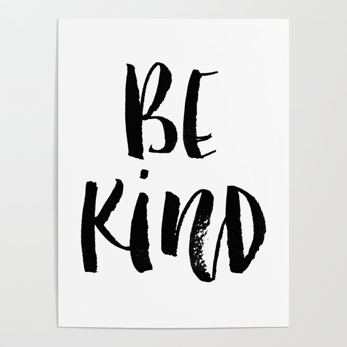Be Kind watercolor modern black and white minimalist typography home ...