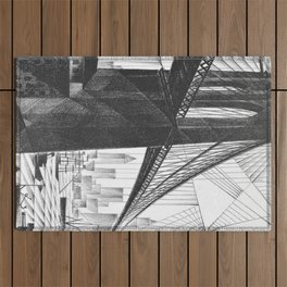 Brooklyn Bridge lithograph portrait by Arnold H Rönnebeck Outdoor Rug