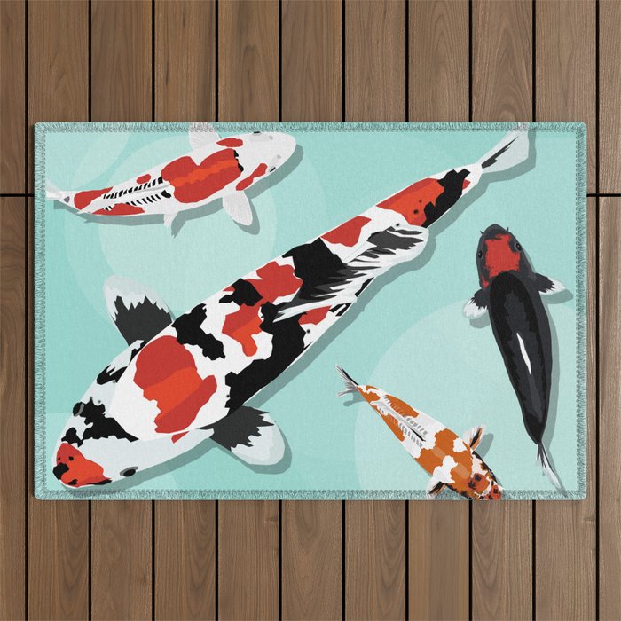 Koi Fish Pond #2 Outdoor Rug